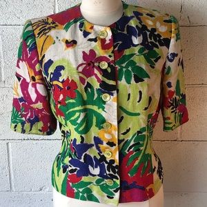 Celine linen floral print short sleeve jacket 42